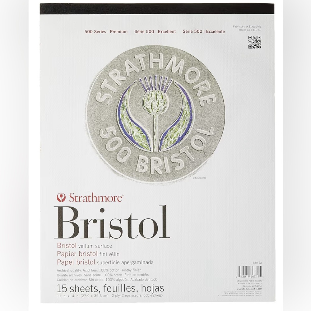 Strathmore (580-62 500 Series Bristol, 2-Ply Vellum Surface, 11"x14", White